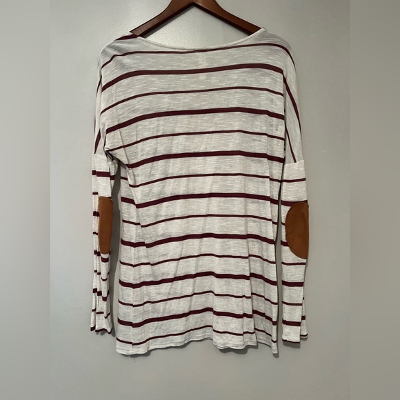 Village Bay Brown Striped Sweater - M/L - Leather Elbow Detail - Picture 5 of 5